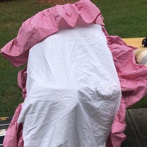 Pottery Barn red checked crib skirt